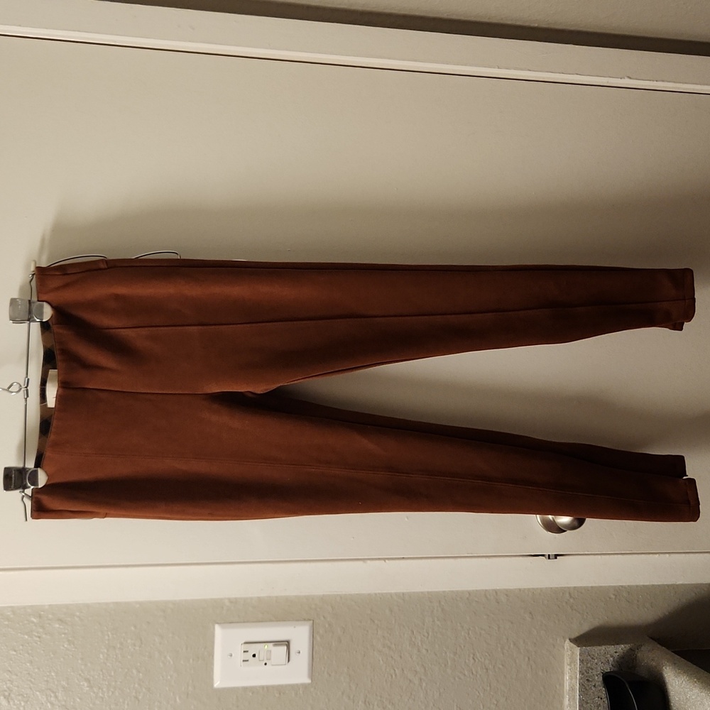 ANTHROPOLOGIE FAUX SUEDE LEGGINGS CEDAR BROWN SZ 26